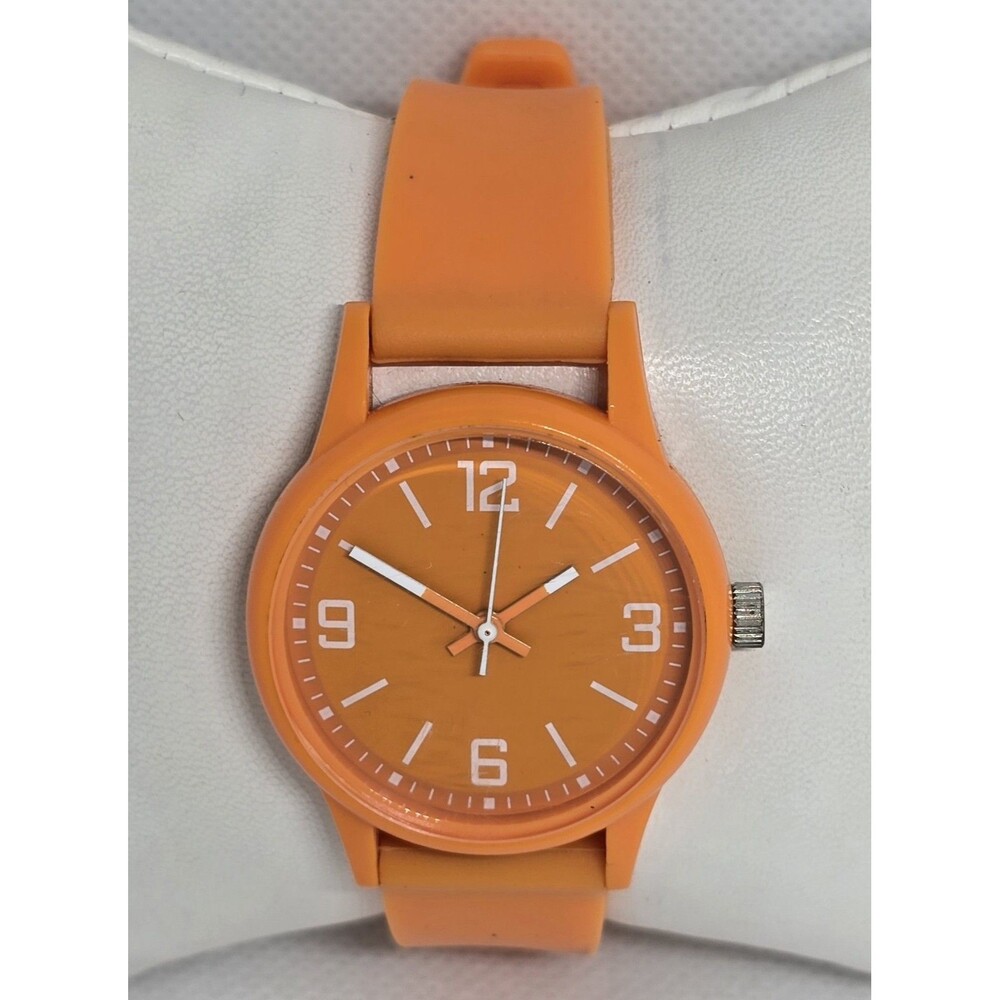 Women's Classic Round Orange Case Dial Poly Jelly Band Watch 14 - Picture 4 of 9